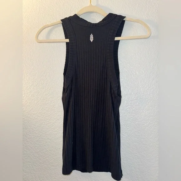 Free People FP Movement Blissed Out Black Tank Top Size M Large Ribbed Yoga - Picture 5 of 6